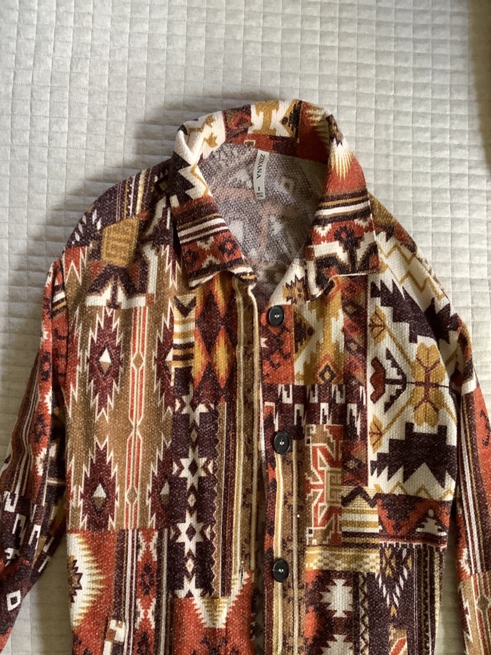 Zenana Western Print Button Up